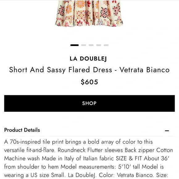 La doubleJ Dress Short & Sassy Vetrata floral Flared Ruffle Sleeve Dress M - Picture 9 of 9